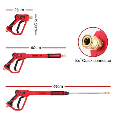 Giantz Pressure Washer Gun Short Trigger 4000PSI M22-14 1/4 Inch 5 Nozzles Red