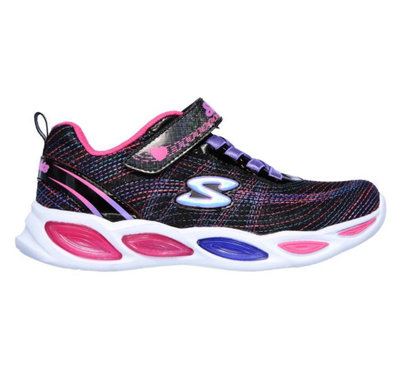 Girls Skechers Shimmer Beams - Sparkle Glow Black/Multi Light Up Kids Shoes