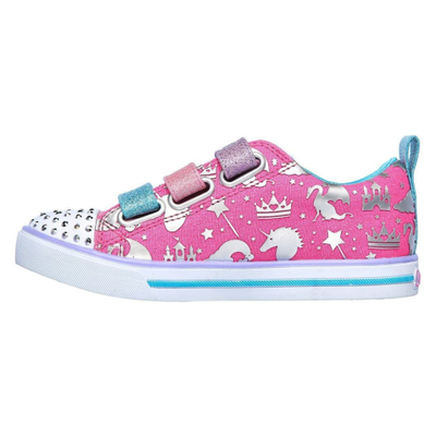 Girls Skechers Sparkle Lite - Sparkle Land Hot Pink/Multi Light Up Sneakers