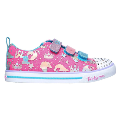 Girls Skechers Sparkle Lite - Sparkle Land Hot Pink/Multi Light Up Sneakers