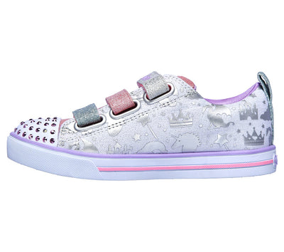 Girls Skechers Sparkle Lite - Sparkle Land White/Multi Light Up Sneakers Size 10