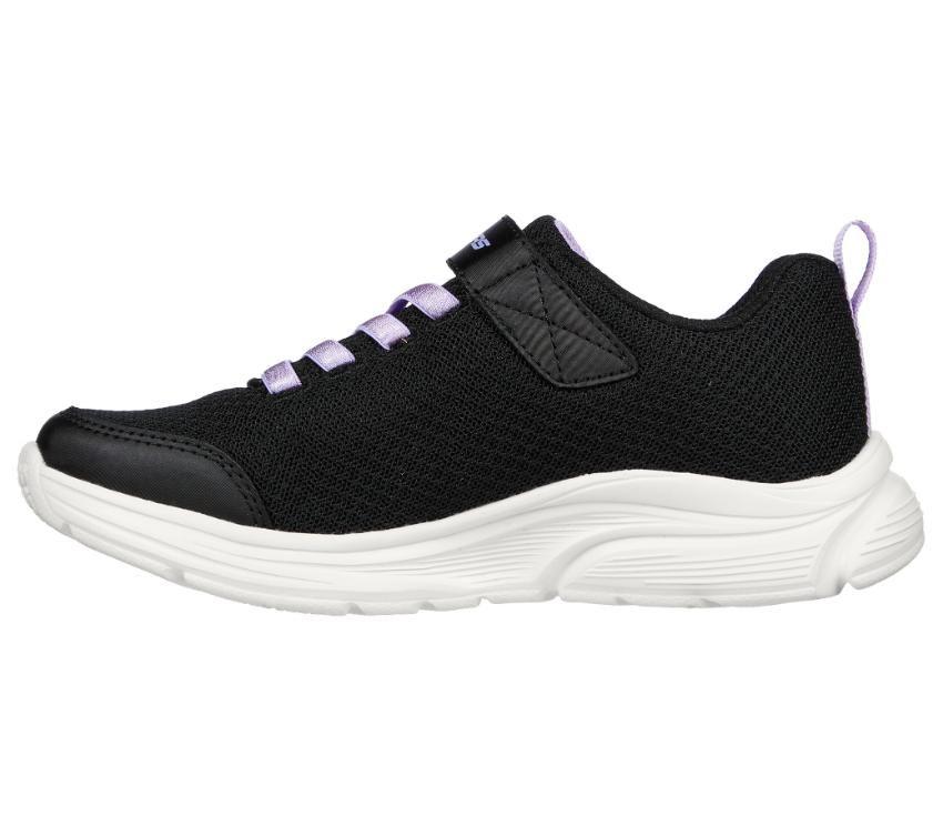 Girls Skechers Wavy Lites Black Slip On Kids Sneaker Shoes