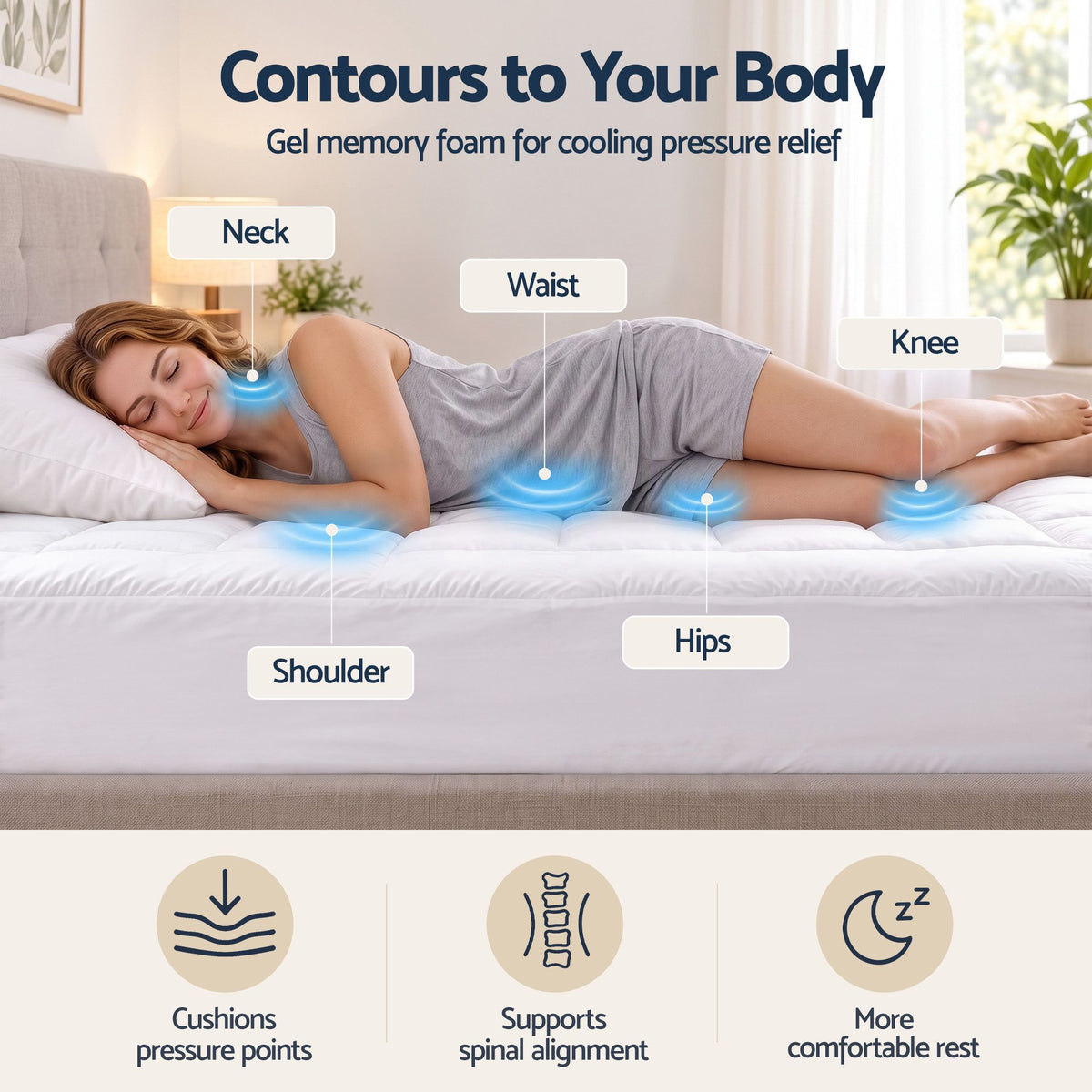 Giselle 8cm Double Memory Foam Mattress Topper Pillow Top with Gel Foam