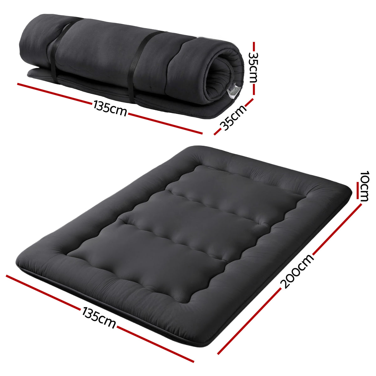 Giselle Bedding 10cm Japanese Floor Mattress Foldable Futon Mattress Washable Cover Straps