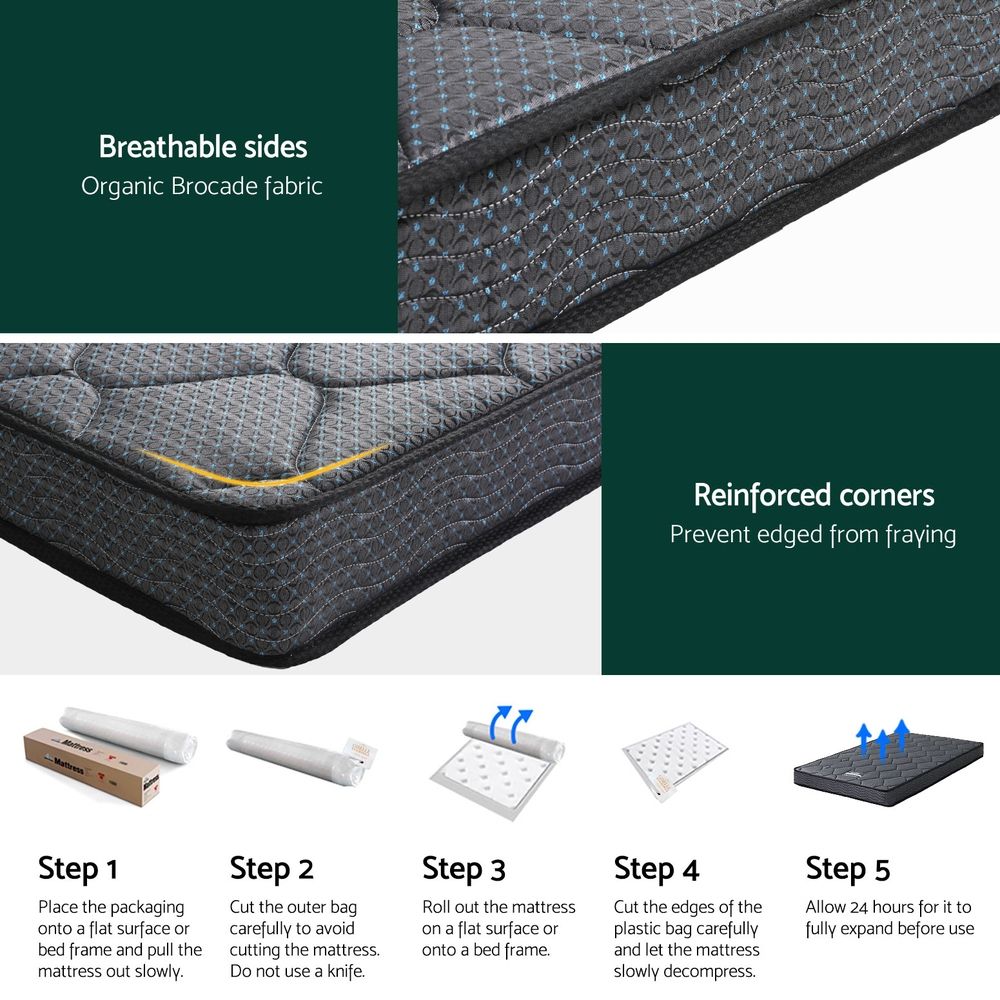 Giselle Bedding Single Mattress 16cm Bonnell Spring Medium Firm Tight Top