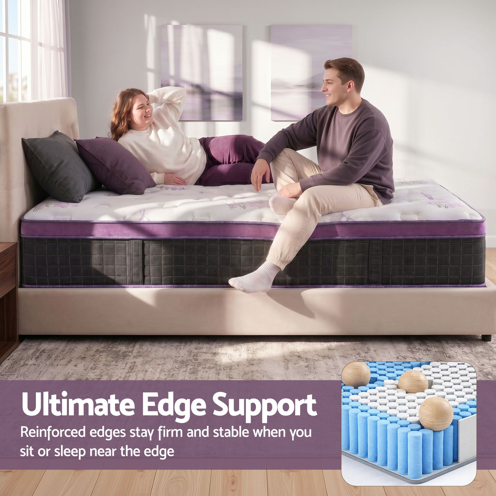 Giselle King Single Euro Top Mattress Firm Pocket Spring Edge Support