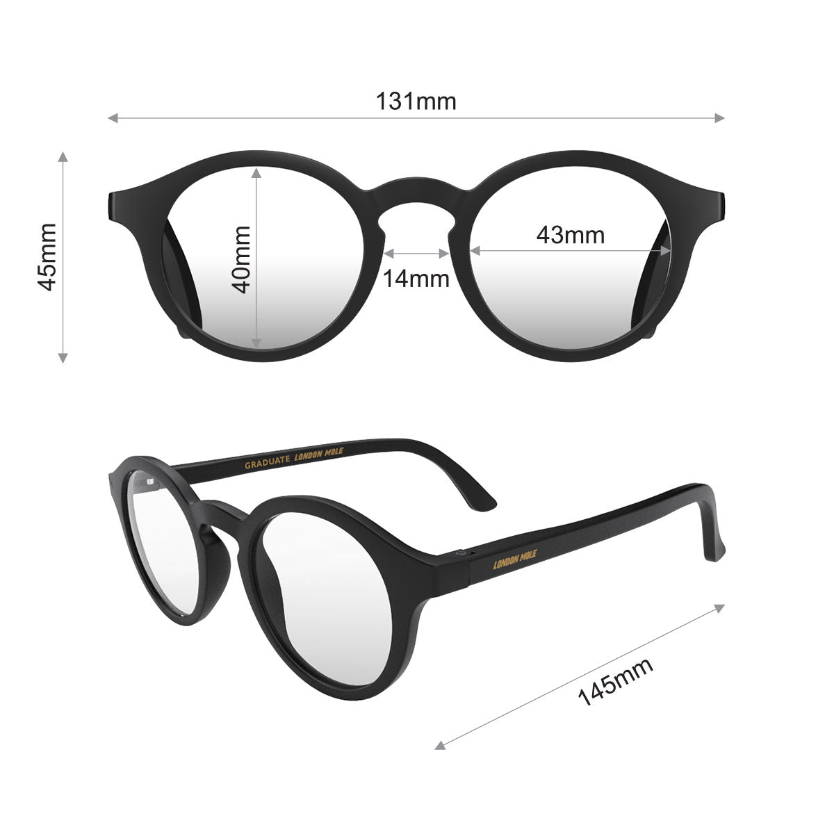 London Mole Graduate Blue Blocker Glasses Matte Black