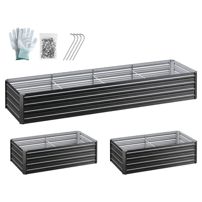 Green Fingers 2-in-1 Raised Garden Bed Kit 45cm Professional Depth Ergonomic 240cm Large Metal Planter Box | Easier Access Veggie Patch | Rust-Proof Galvanised Steel with Safe Rounded Corners & Gloves