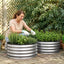 Green Fingers Round Raised Garden Bed 2 Pack Galvanised Planter Box Rust Resistant 60x60x30cm Silver