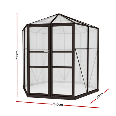Greenfingers Greenhouse Aluminium 240x211x232 cm Green House Polycarbonate Shed