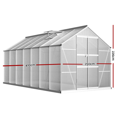 Greenfingers Greenhouse Aluminium Green House Garden Shed Polycarbonate 4.1x2.5M