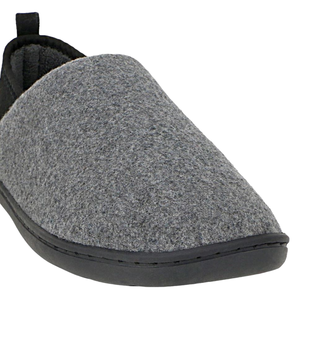 Grosby Mens Bryan Grey/Black Slippers Shoes Casual Slip On Moccasins