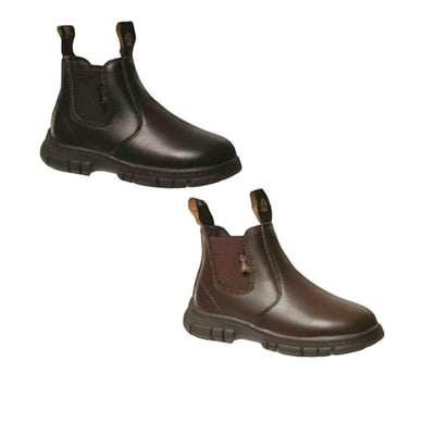 Grosby Ranch Junior Boys Boots Black / Brown Jnr School Leather Slip On Shoes