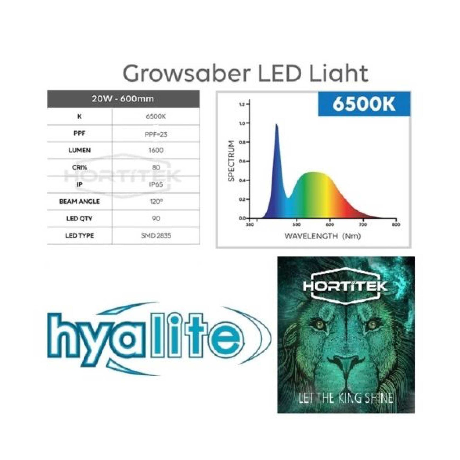 Growsaber Hydroponic Led Lights Grow Light Hydro Plant Growing 20W 6500K 600mm