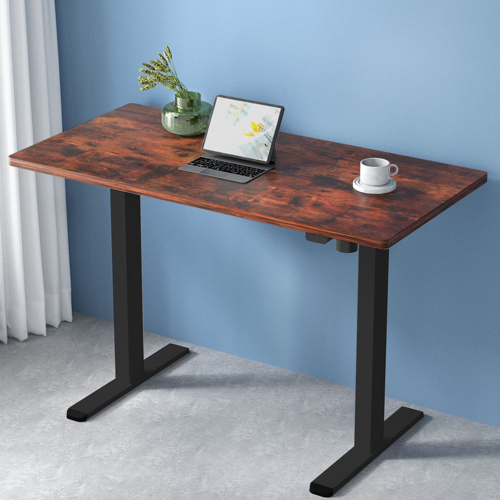 Artiss Electric Standing Desk Motorised Sit Stand Desks Table Black Brown 140cm