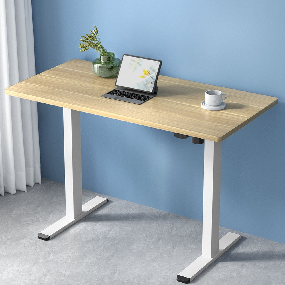 Artiss Electric Standing Desk Motorised Adjustable Sit Stand Desks White Oak