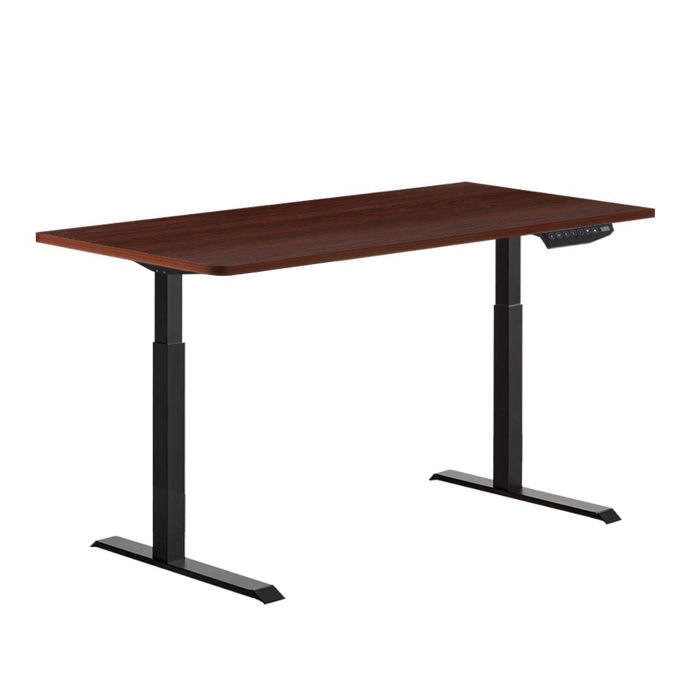 Artiss Standing Desk Adjustable Height Desk Dual Motor Electric Black Frame Walnut Desk Top 120cm