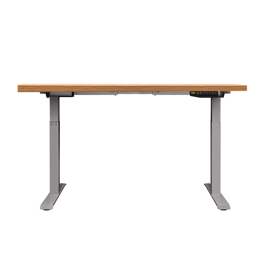 Artiss Standing Desk Adjustable Height Desk Dual Motor Electric Grey Frame Oak Desk Top 140cm