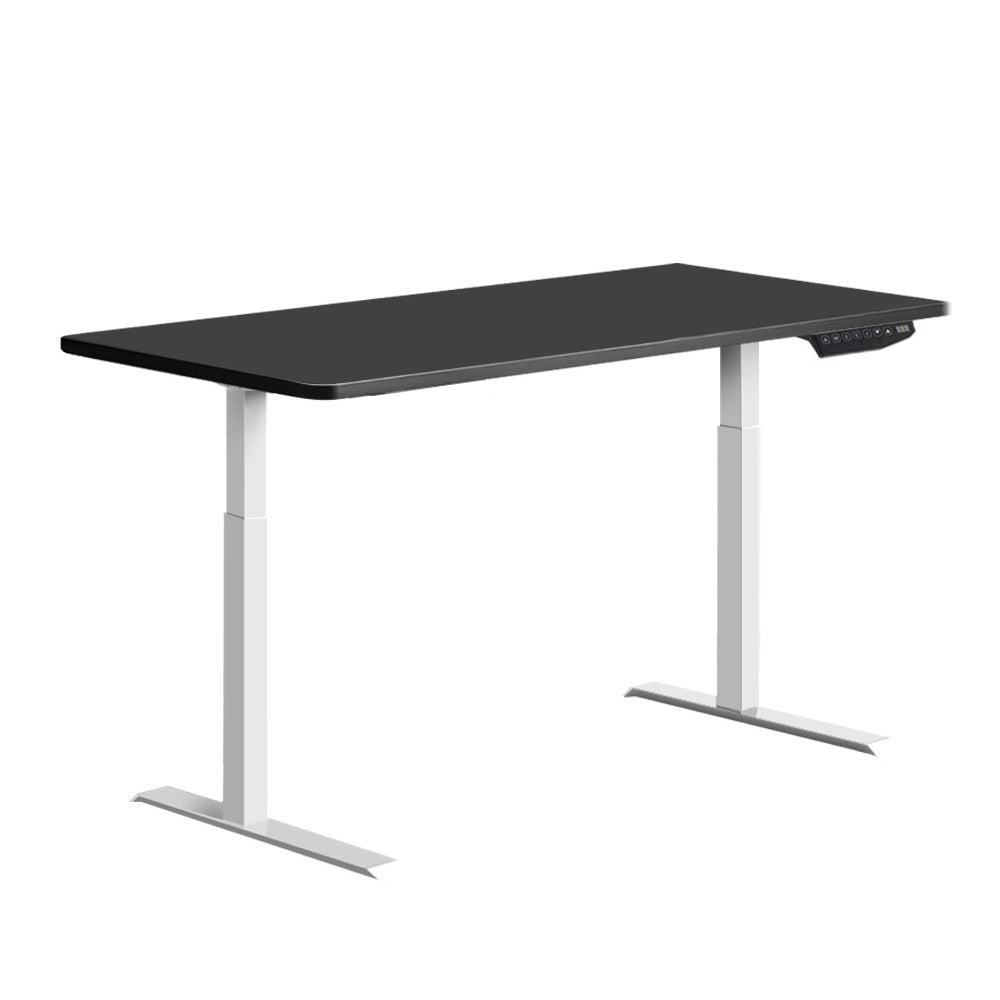 Artiss Standing Desk Adjustable Height Desk Dual Motor Electric White Frame Black Desk Top 140cm