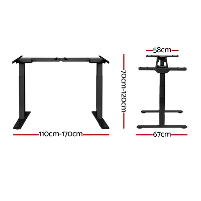 Artiss Standing Desk Sit Stand Motorised Adjustable Frame Only Black Dual Motor