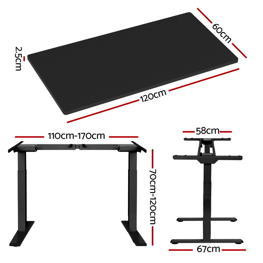 Artiss Standing Desk Electric Height Adjustable Sit Stand Desks Table Black