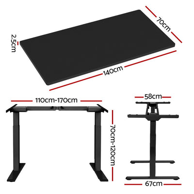 Artiss Standing Desk Electric Height Adjustable Sit Stand Desks Black 140cm