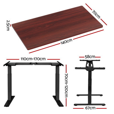 Artiss Standing Desk Electric Adjustable Sit Stand Desks Black Walnut 140cm