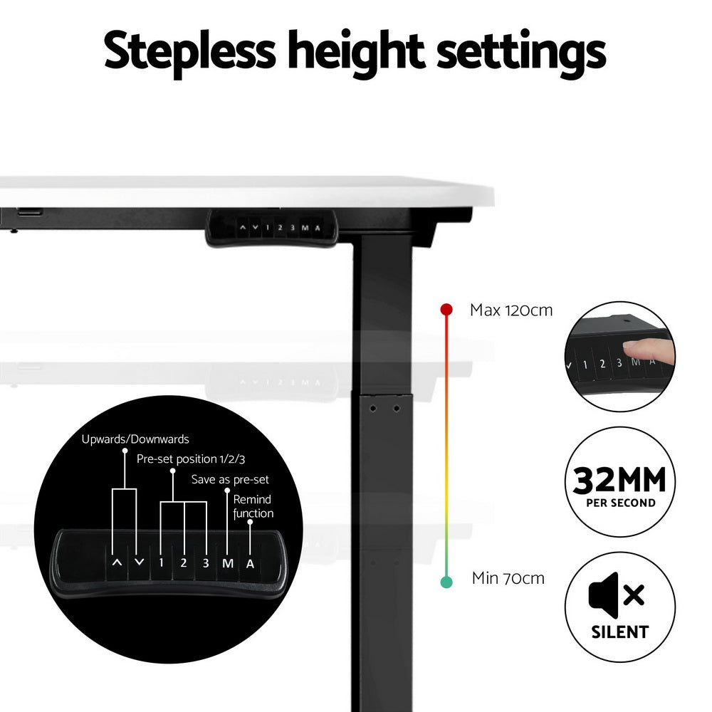 Artiss Standing Desk Electric Height Adjustable Sit Stand Desks Black White