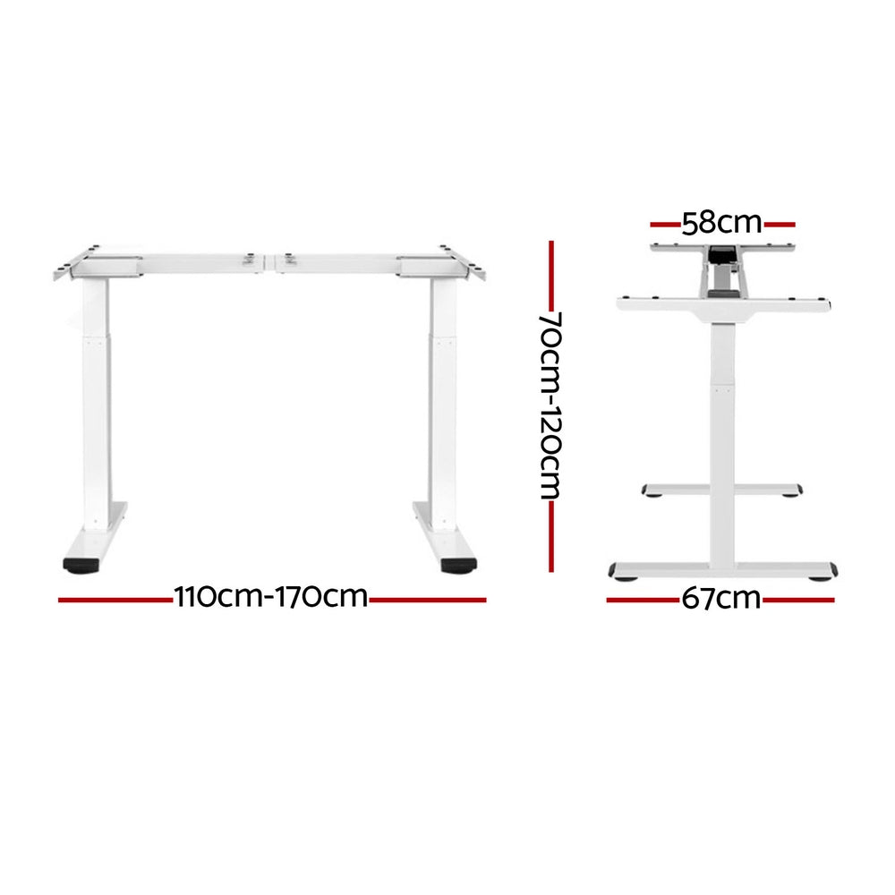 Artiss Standing Desk Sit Stand Motorised Adjustable Frame Only White Dual Motor