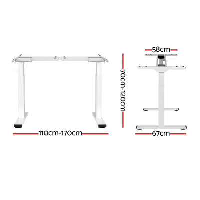 Artiss Standing Desk Sit Stand Motorised Adjustable Frame Only White Dual Motor