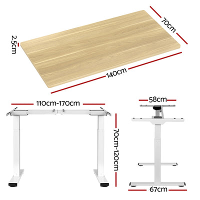 Artiss Standing Desk Electric Height Adjustable Sit Stand Desks White Oak 140cm