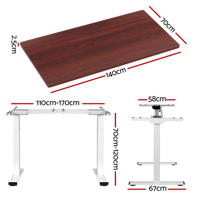 Artiss Standing Desk Electric Adjustable Sit Stand Desks White Walnut 140cm