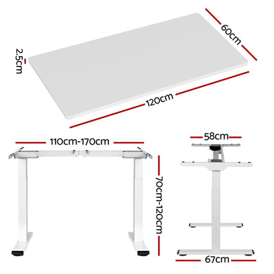 Artiss Standing Desk Electric Height Adjustable Sit Stand Desks Table White