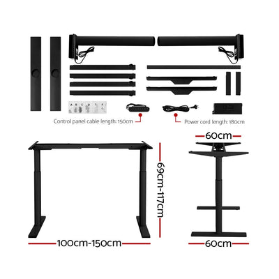 Artiss Electric Standing Desk Motorised Adjustable Sit Stand Desks Black Oak