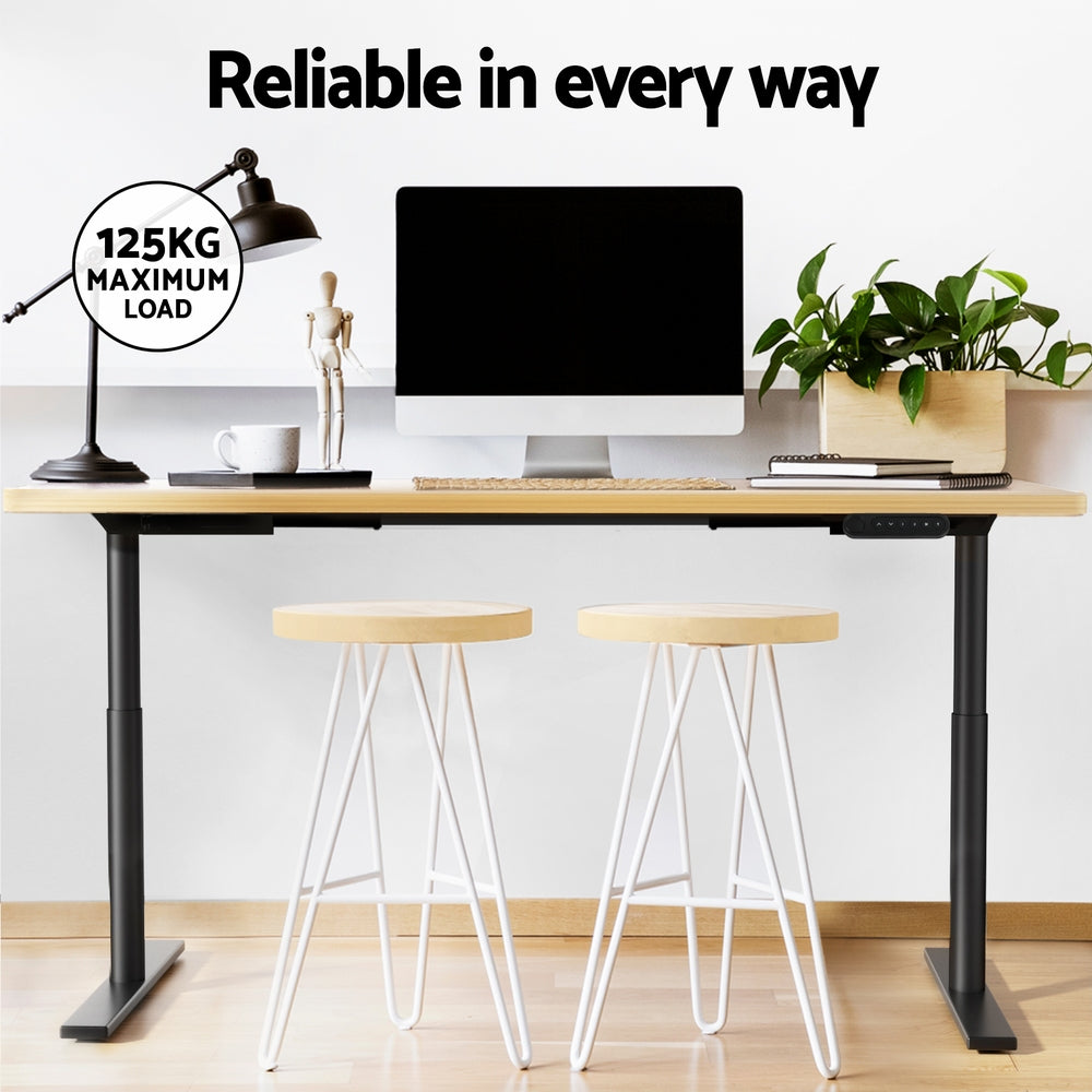 Artiss Electric Standing Desk Height Adjustable Sit Stand Desks Black Oak 140cm