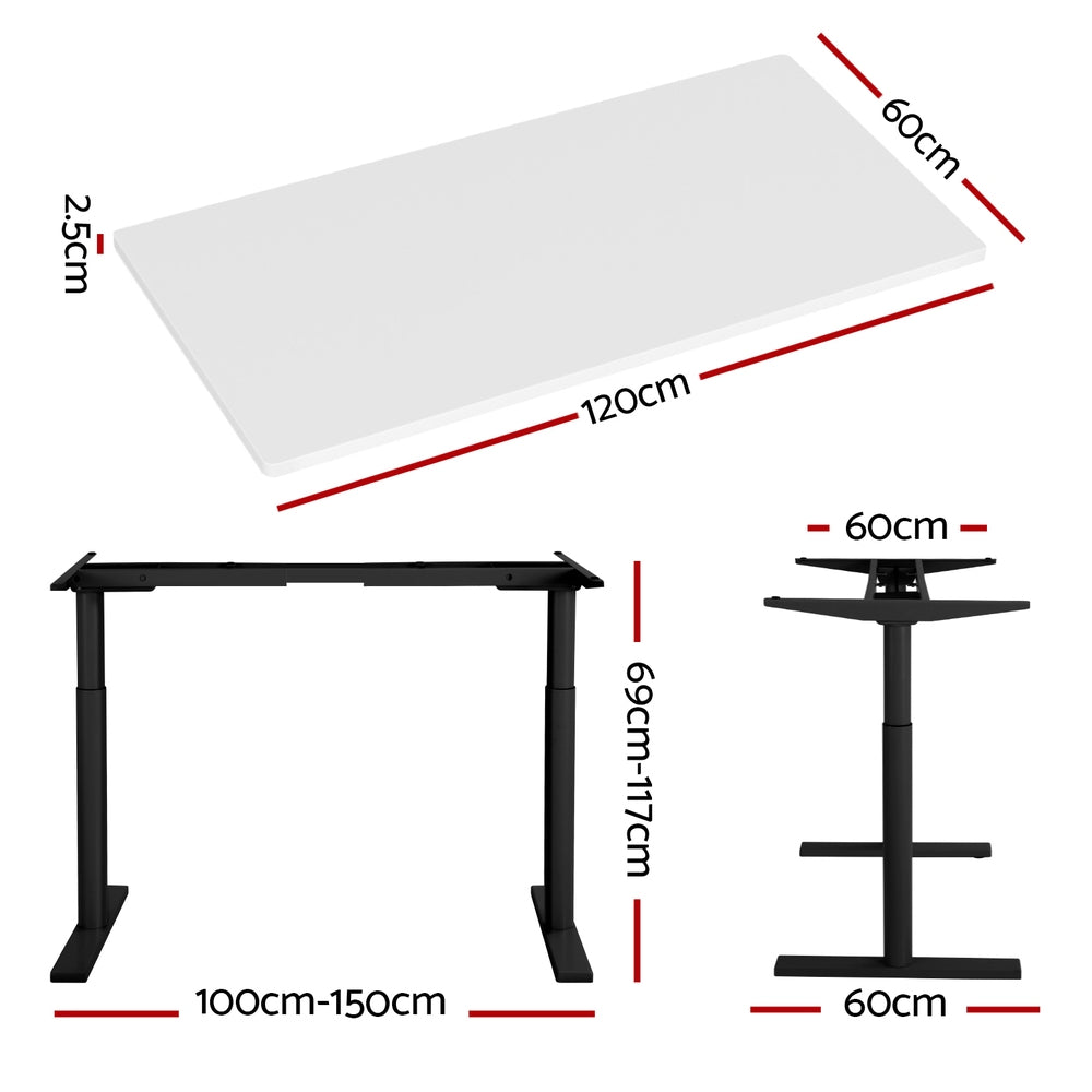 Artiss Electric Standing Desk Motorised Adjustable Sit Stand Desks Black White