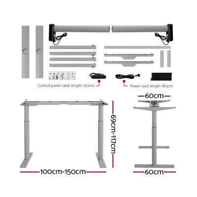 Artiss Standing Desk Motorised Electric Dual Motor Black 120CM