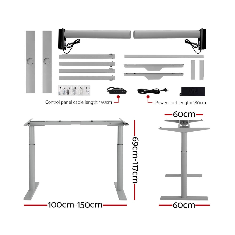 Artiss Standing Desk Motorised Electric Dual Motor Rustic Brown 140CM