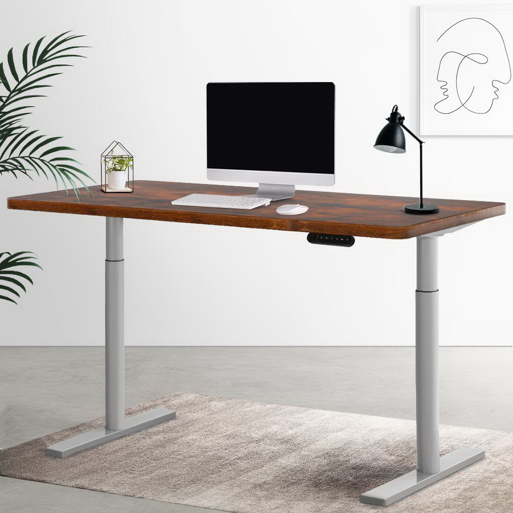 Artiss Standing Desk Motorised Electric Dual Motor Rustic Brown 140CM