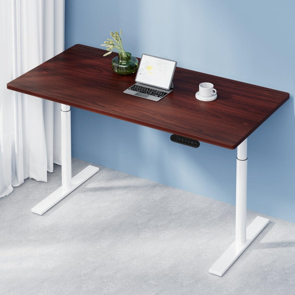 Artiss Electric Standing Desk Adjustable Sit Stand Desks White Walnut 140cm