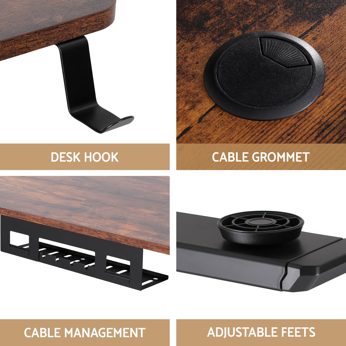 Artiss Electric Standing Desk Adjustable Motorised 120CM L Shaped Rustic Brown