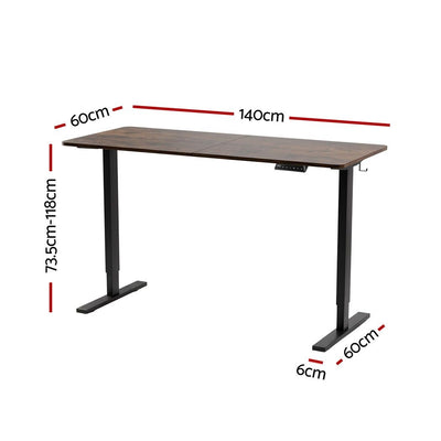 Artiss Standing Desk Height Adjustable 140cm Ergonomic Office Desk Brown