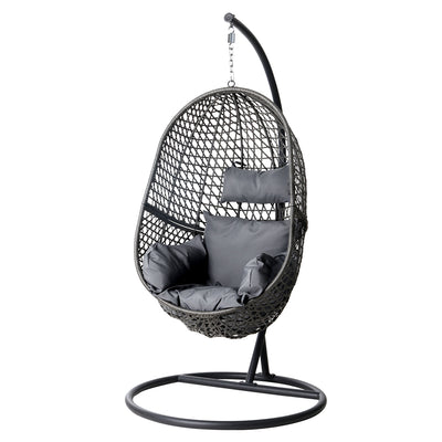 Gardeon Swing Chair Egg Hammock With Stand Outdoor Furniture Wicker Seat Black