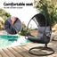 Gardeon Outdoor Egg Swing Chair with Stand Cushion Wicker Armrest Black