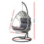 Gardeon Outdoor Egg Swing Chair with Stand Cushion Wicker Armrest Light Grey