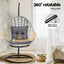 Gardeon Outdoor Egg Swing Chair with Stand Cushion Wicker Armrest Light Grey