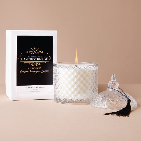 Hamptons Deluxe Medium Candle - Exotic Oasis - Persian Orange and Cassis