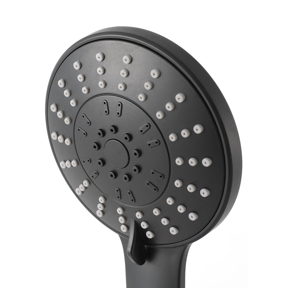 Handheld Shower Head 4.5" High Pressure 5 Modes Poweful Round Black