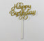 Happy Birthday Cake Topper Black Gold Silver Glitter Party Decorations Event