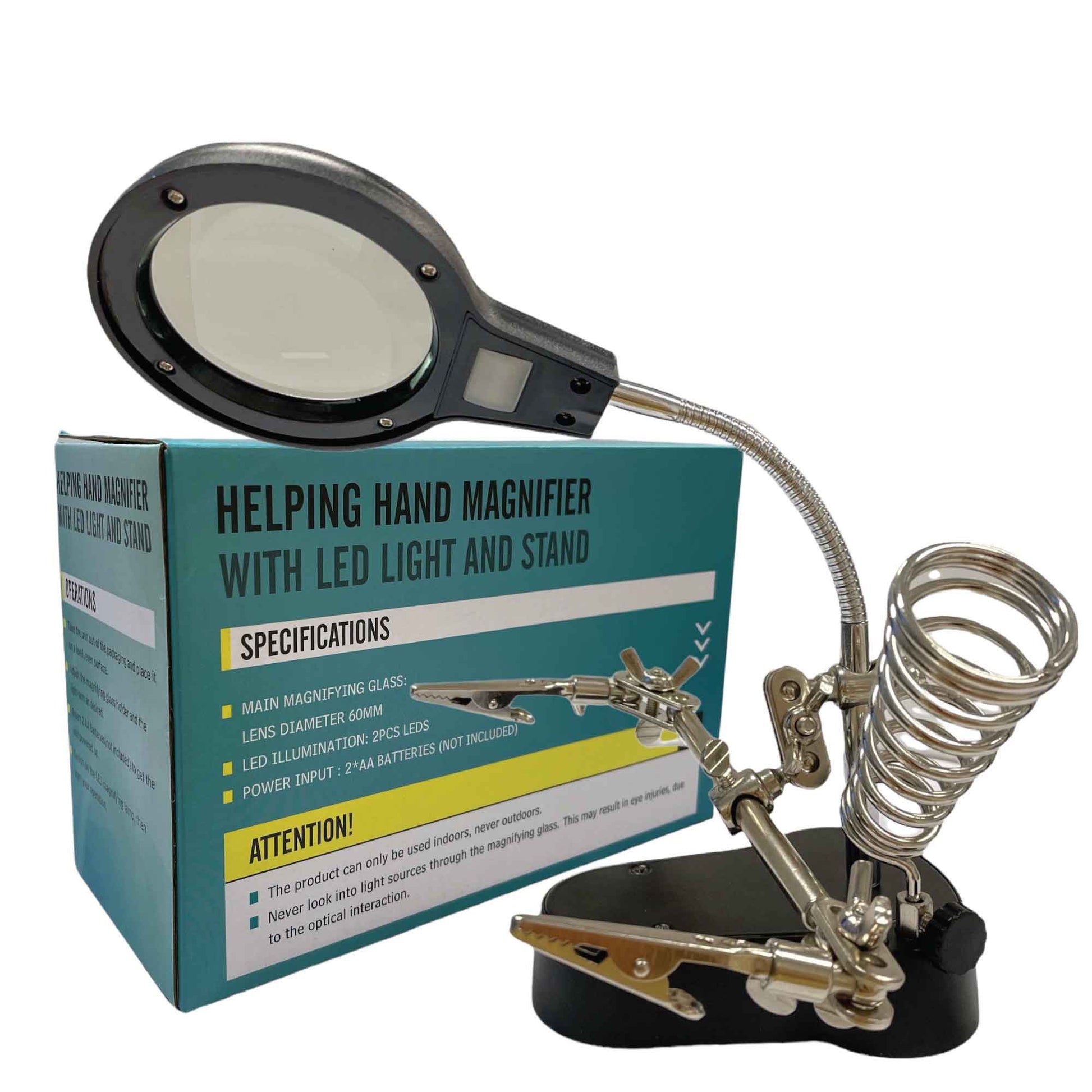 Helping Hand PCB Holder Magnifier Glass with LED Light and Soldering Iron Stand